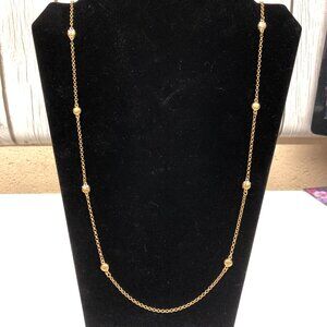 EUC~Brighton Gold Beaded Necklace with Cubic Zirconia Accents